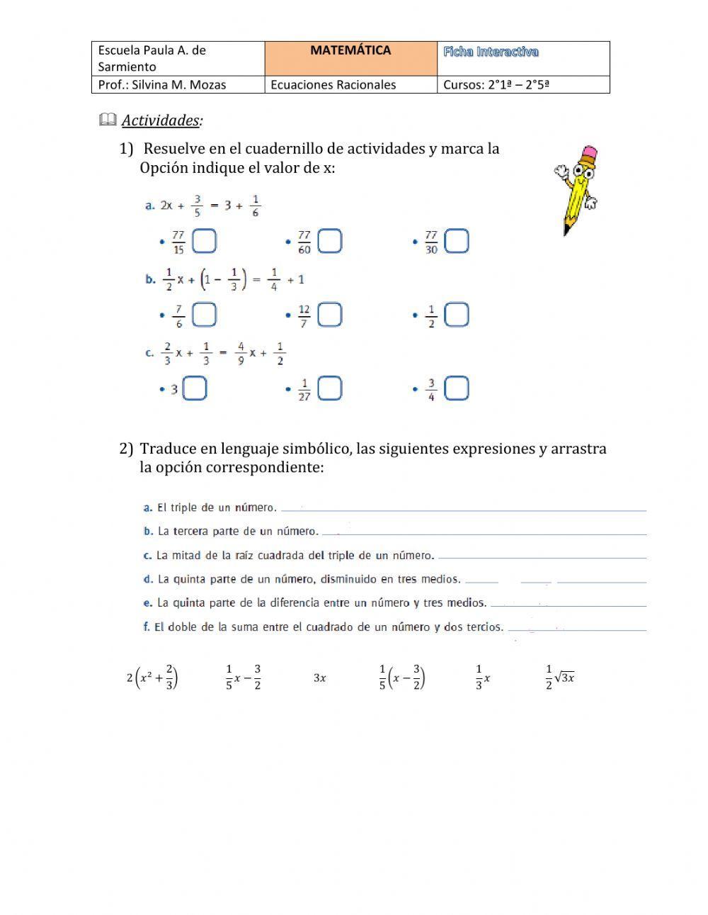 Ecuaciones con Numeros Racionales