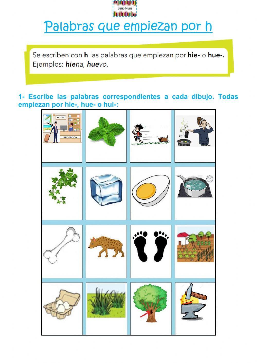 Palabras con hie, hue, hui Palabras con hie, hue, hui