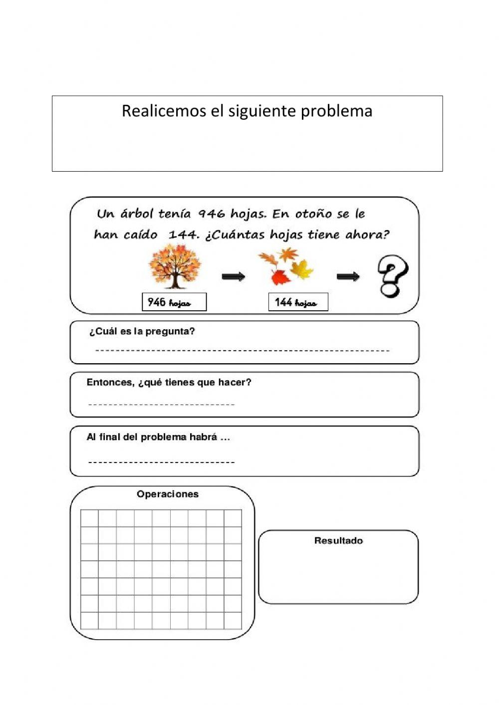 Ejercicios de problemas con centena sin llevar