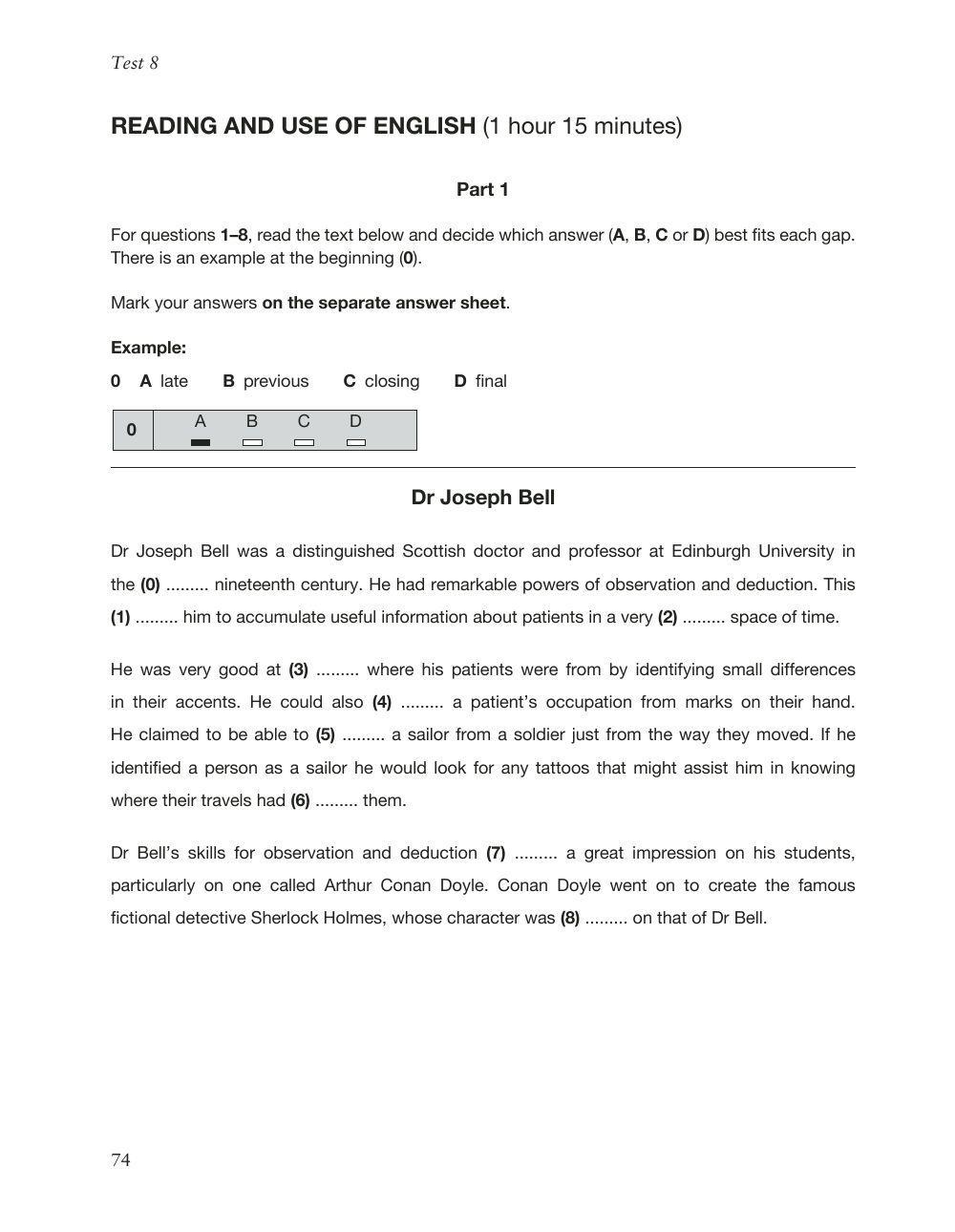 FCE - Reading and use of English Part 1 to 5