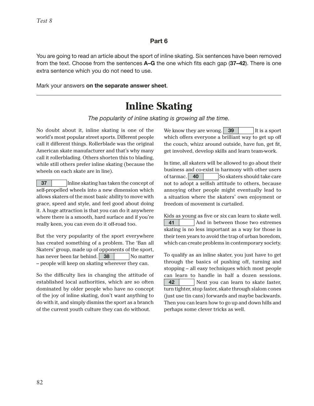 FCE - Reading and use of English Part 6 & 7