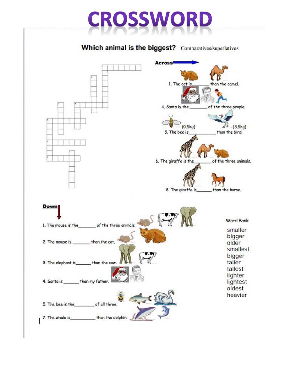 crossword comparatives and superlatives kids 4