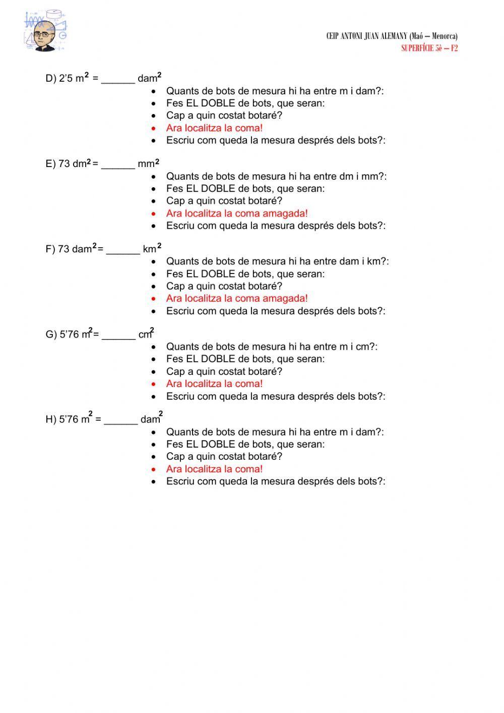 Canvis de mesures de superfície