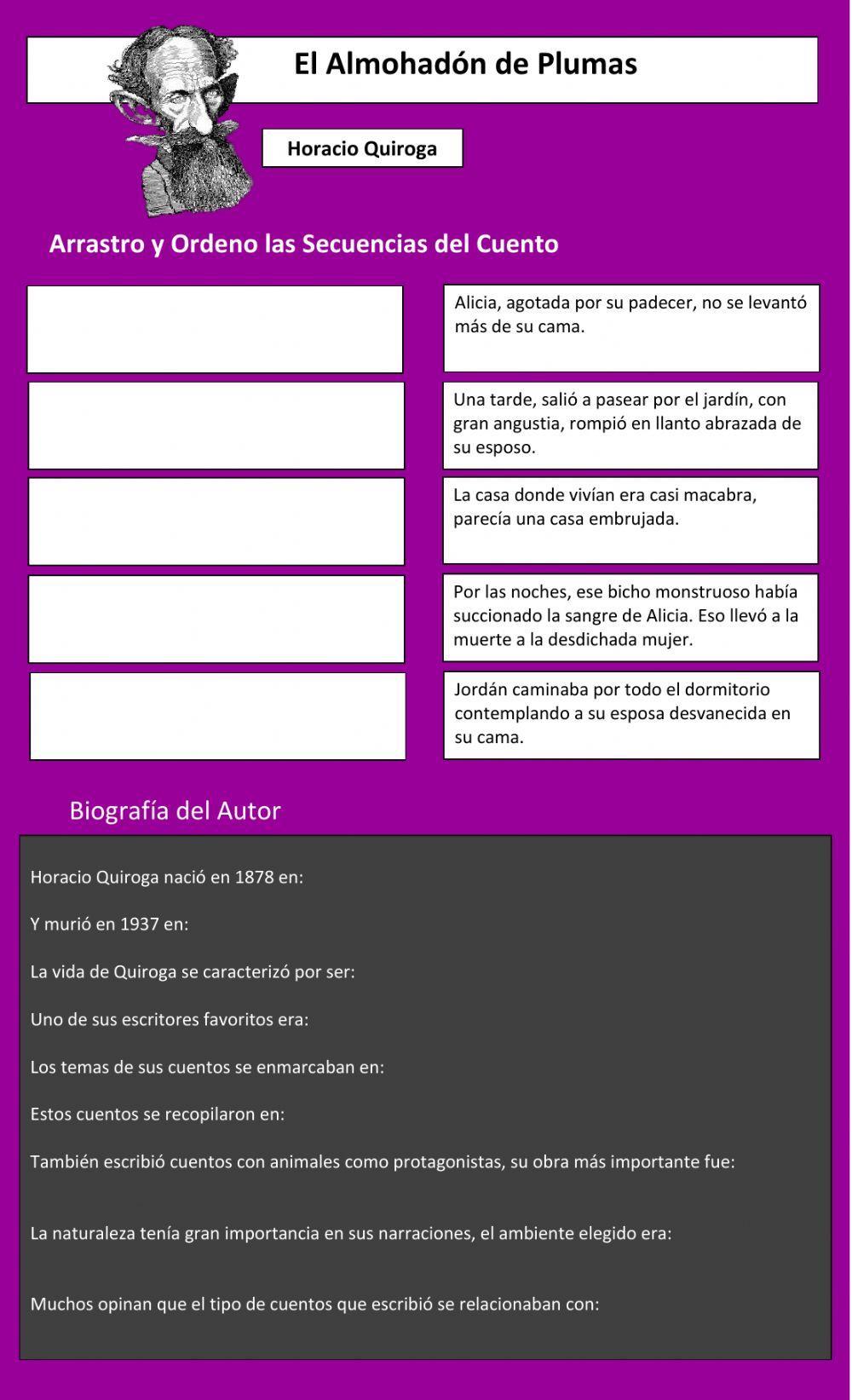 Actividad del Cuento El Almohadón de Plumas