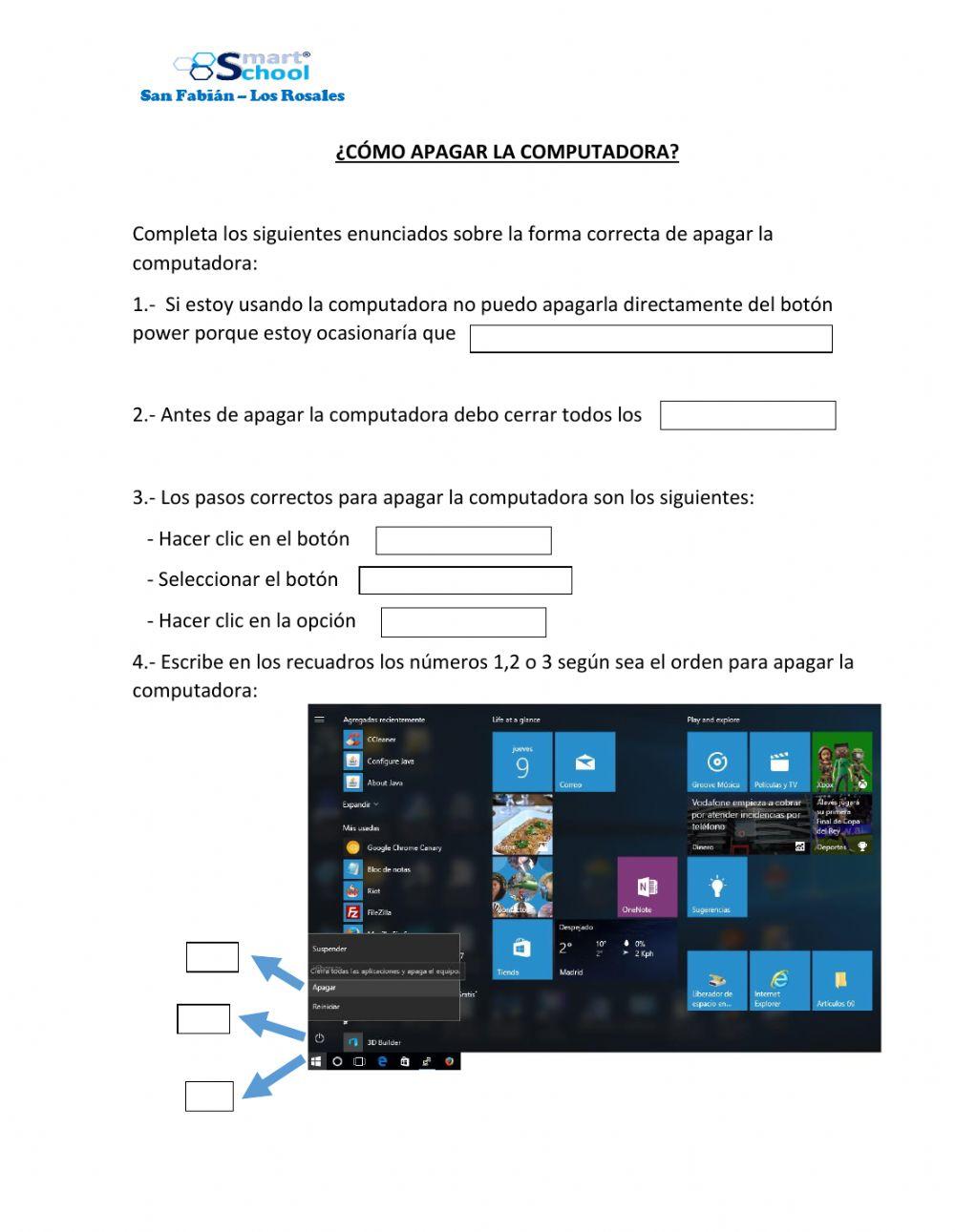 Encender y apagar la computadora