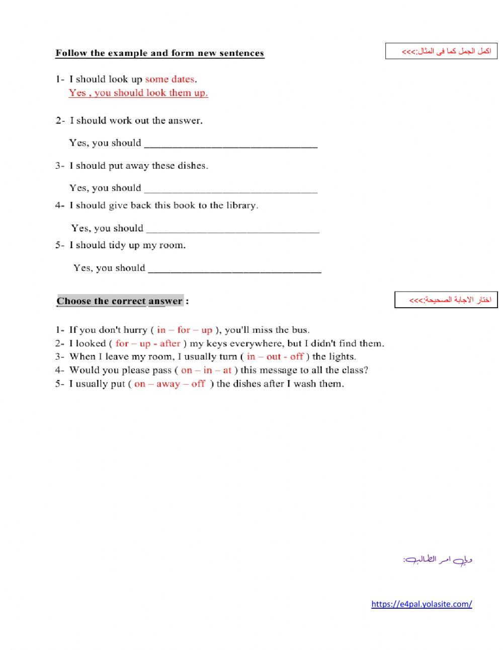 WorkSheet 5 Unit 13 T2 G8