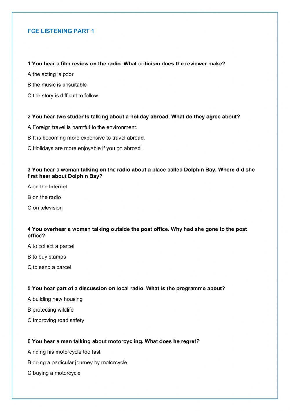 Fce-b2 listening test