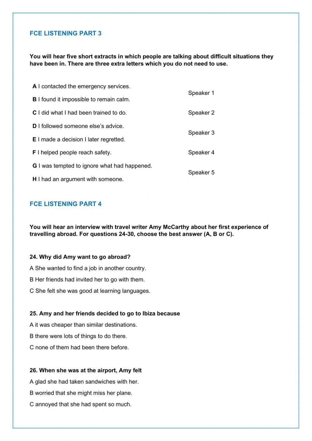 Fce b2 listening test worksheet live worksheets 52 off