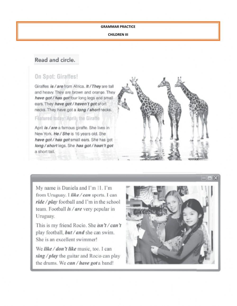 Reading Excercise Children III