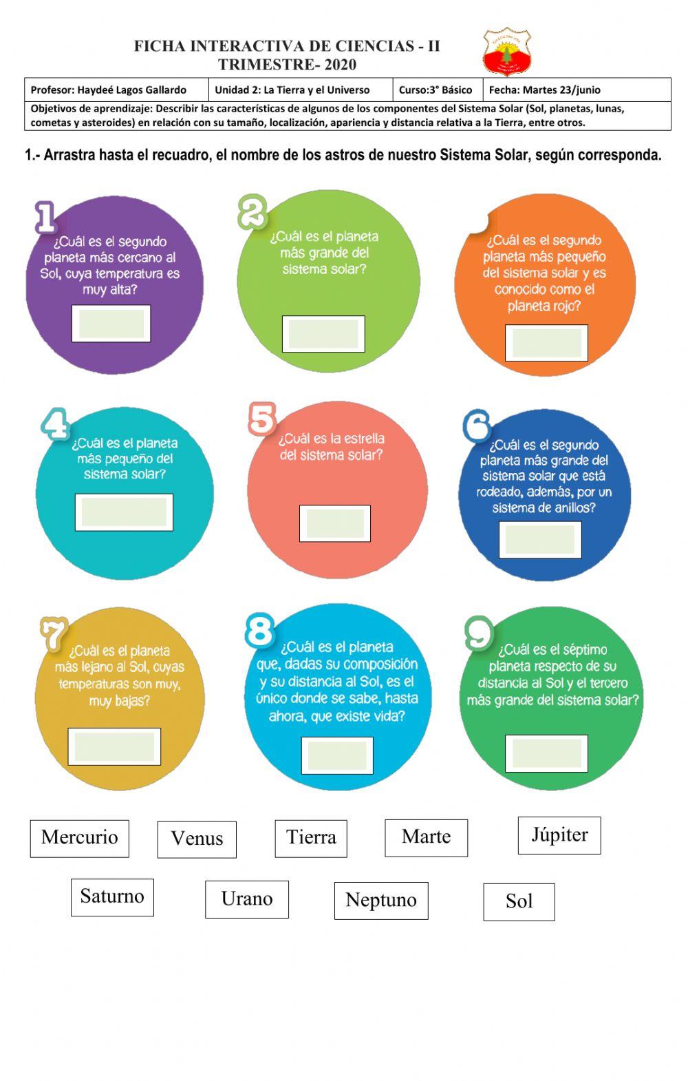 Planetas del Sistema solar 3º básico