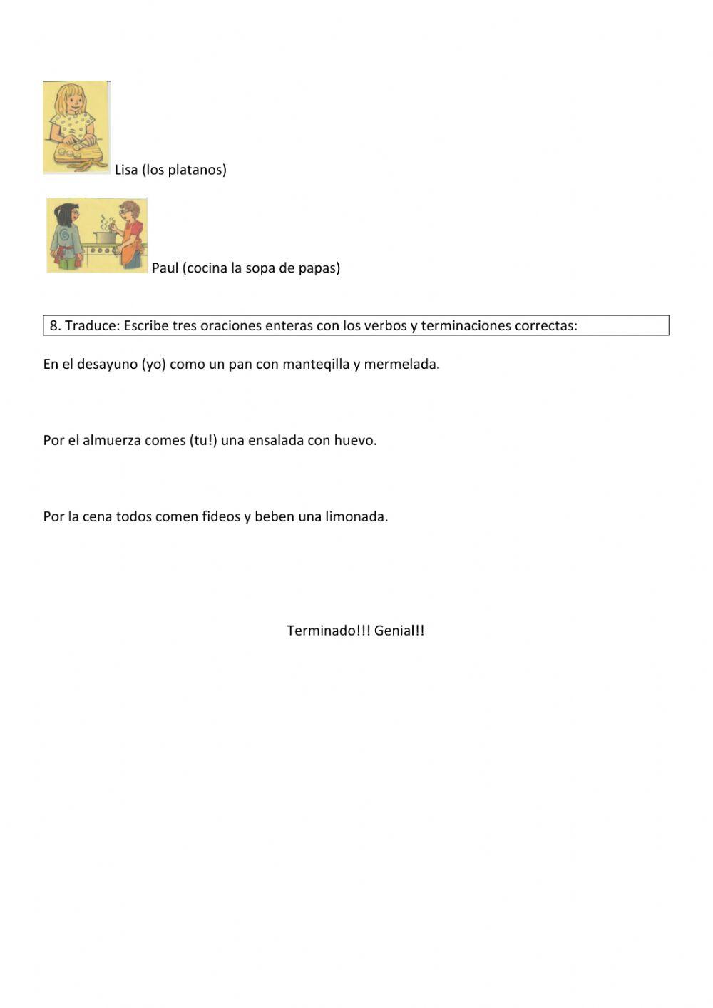 PRUEBA 3. Klasse Lebensmittel u Verben