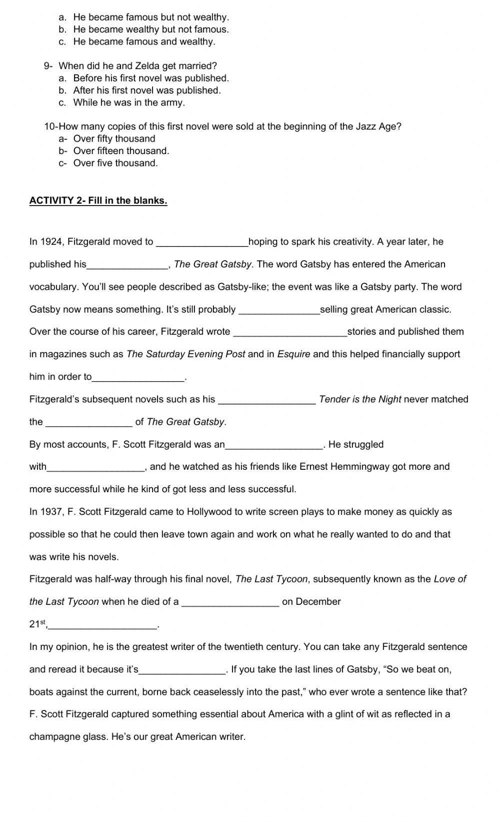 Scott Fitzgerald Biography