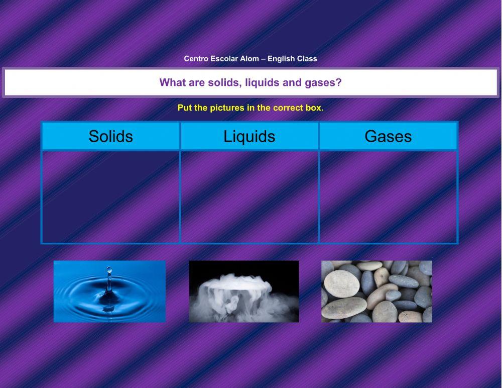 Solid, liquid, gases worksheet Live Worksheets