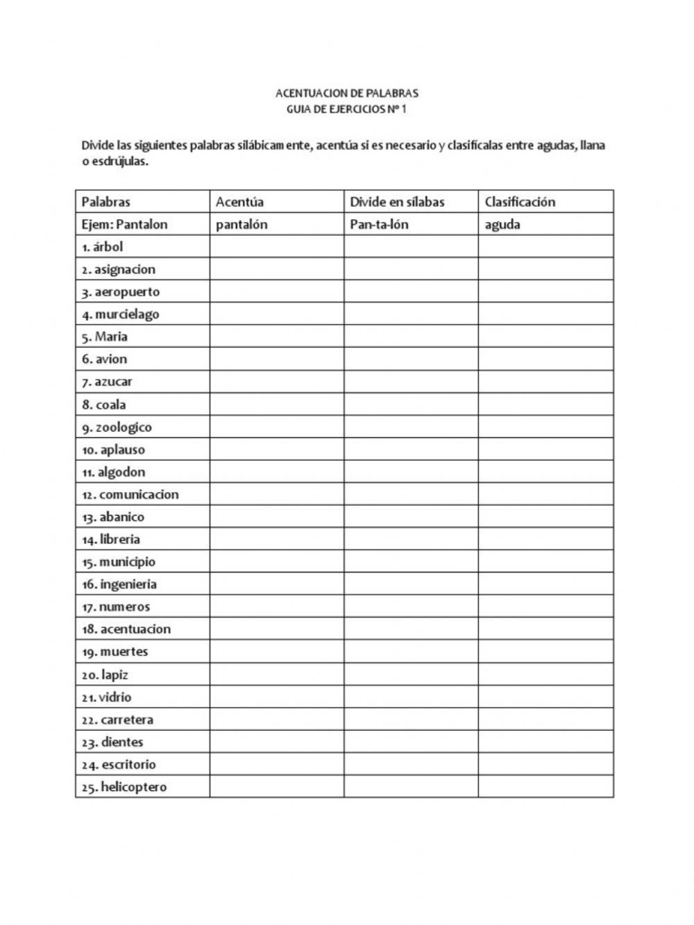 Acentuación de palabras