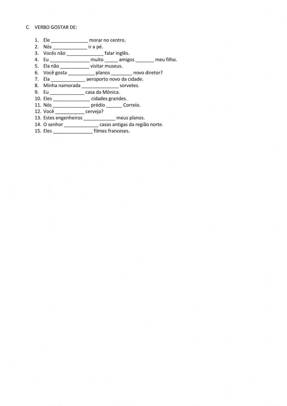 Verbos ser estar gostar de