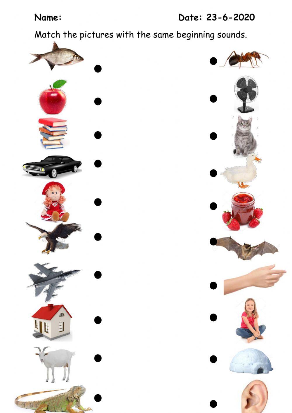 Beginning sound from a to j