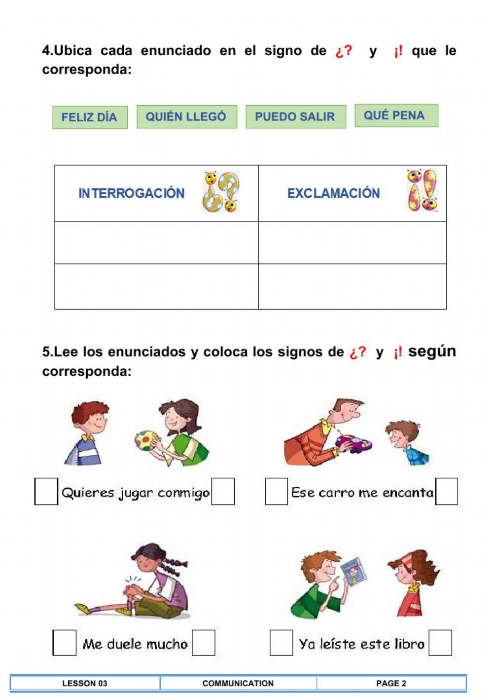 Los signos de Interrogación y Exclamación