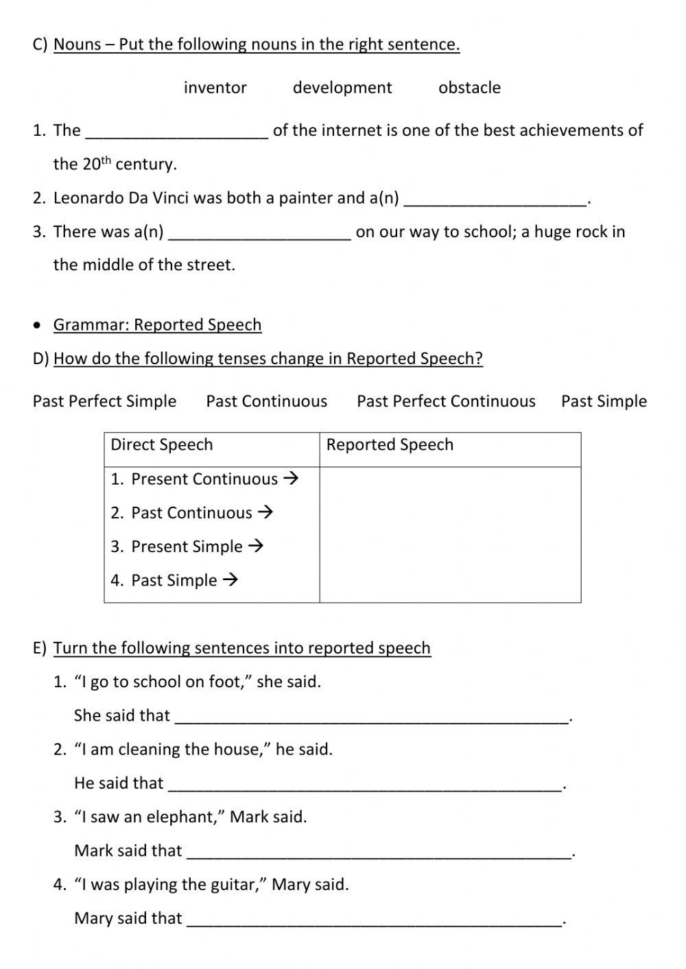 Module 6 (Vocabulary & Reported Speech)