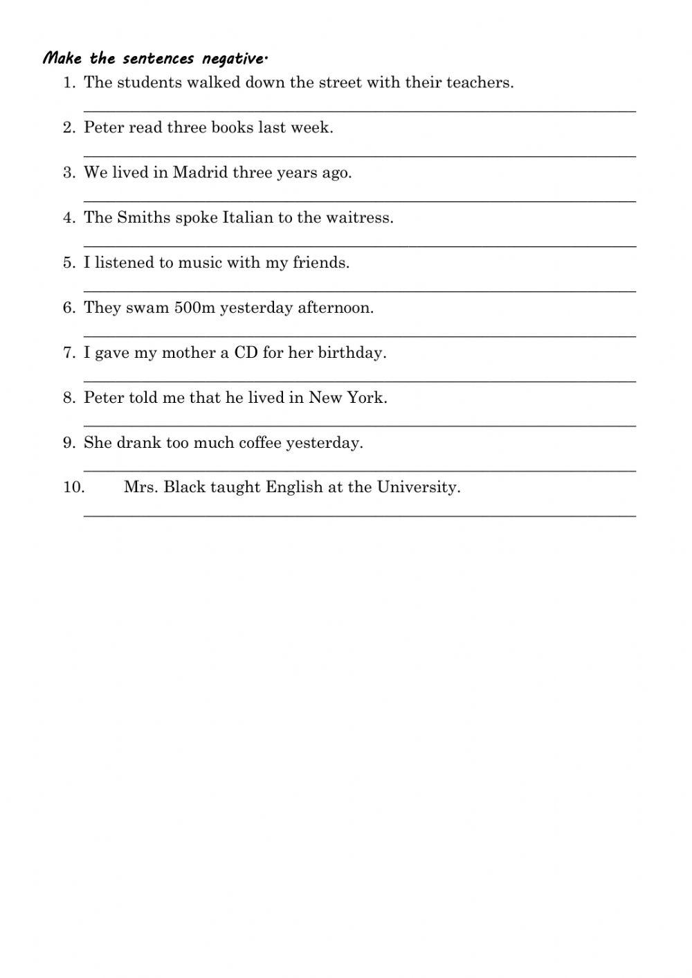 Past simple negative