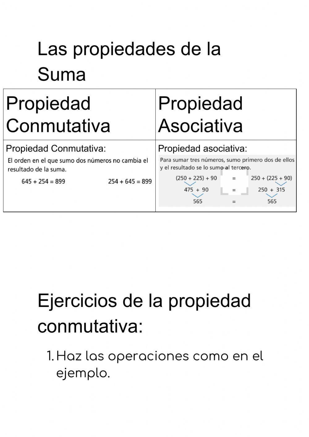 Propiedades de la suma