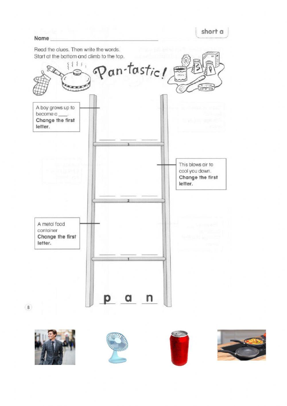 Phonics - Word Ladder - short A-1 with pictures
