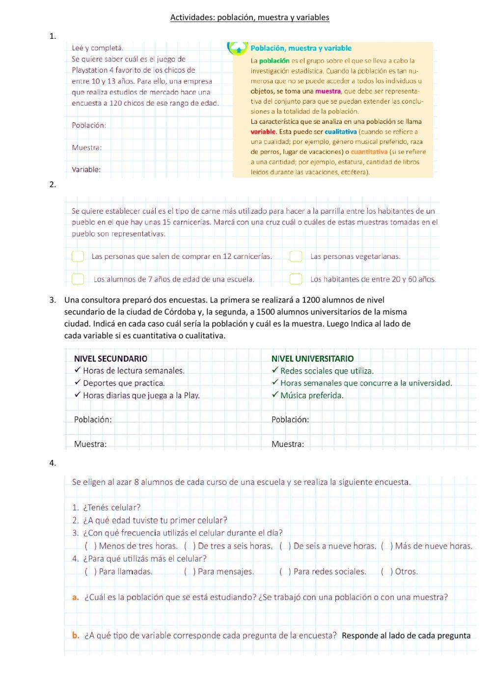 Estadística: población, muestra y variables