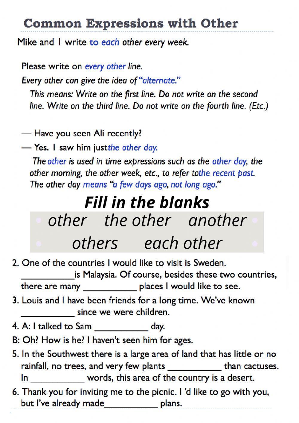 Other vs Another vs Others vs The others