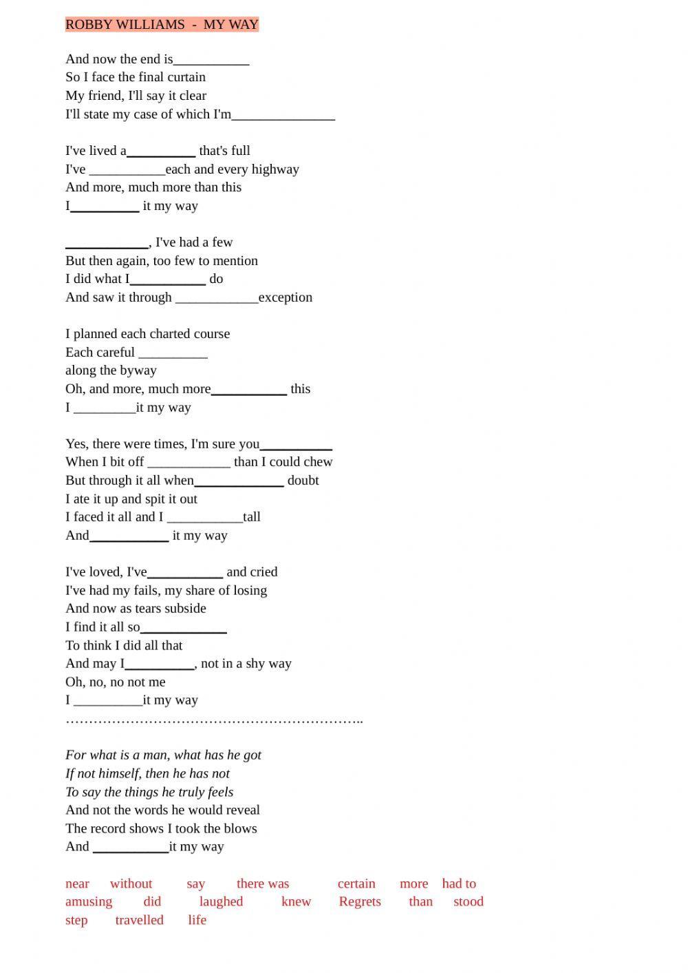 Robby williams - my way