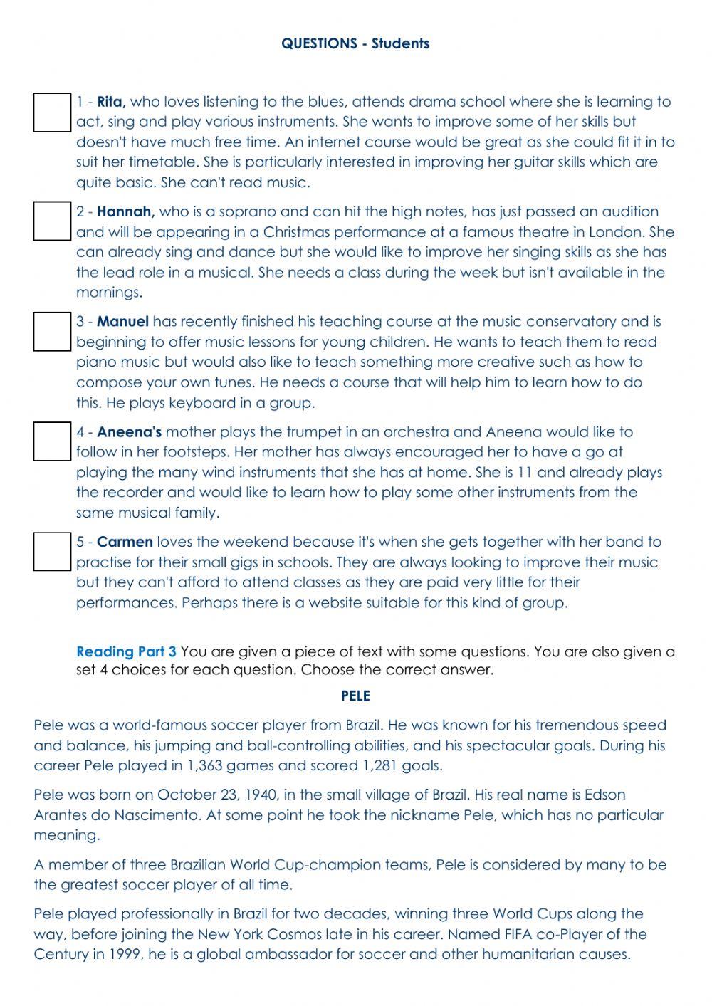 15.El. Reading test Pet fs B1