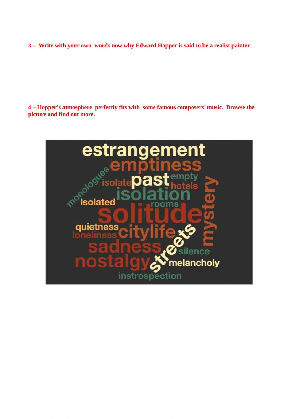 Edward hopper worksheet