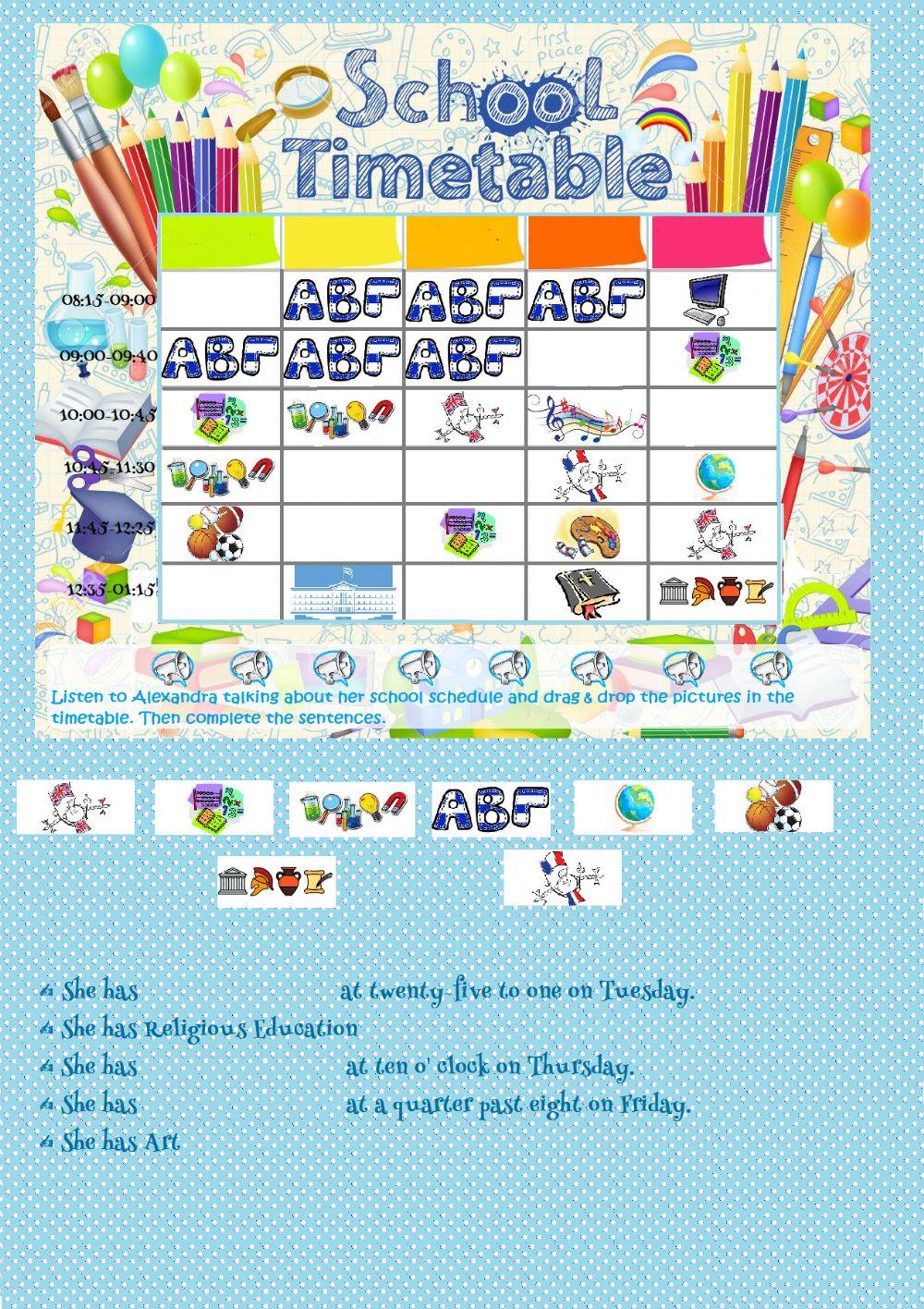 Alexandra's school timetable
