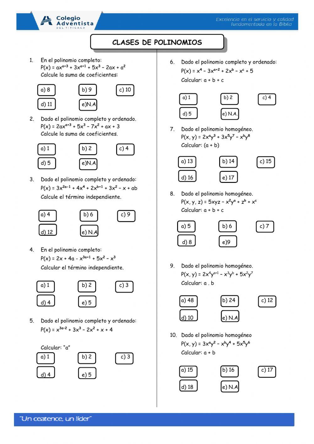 Clases de polinomios