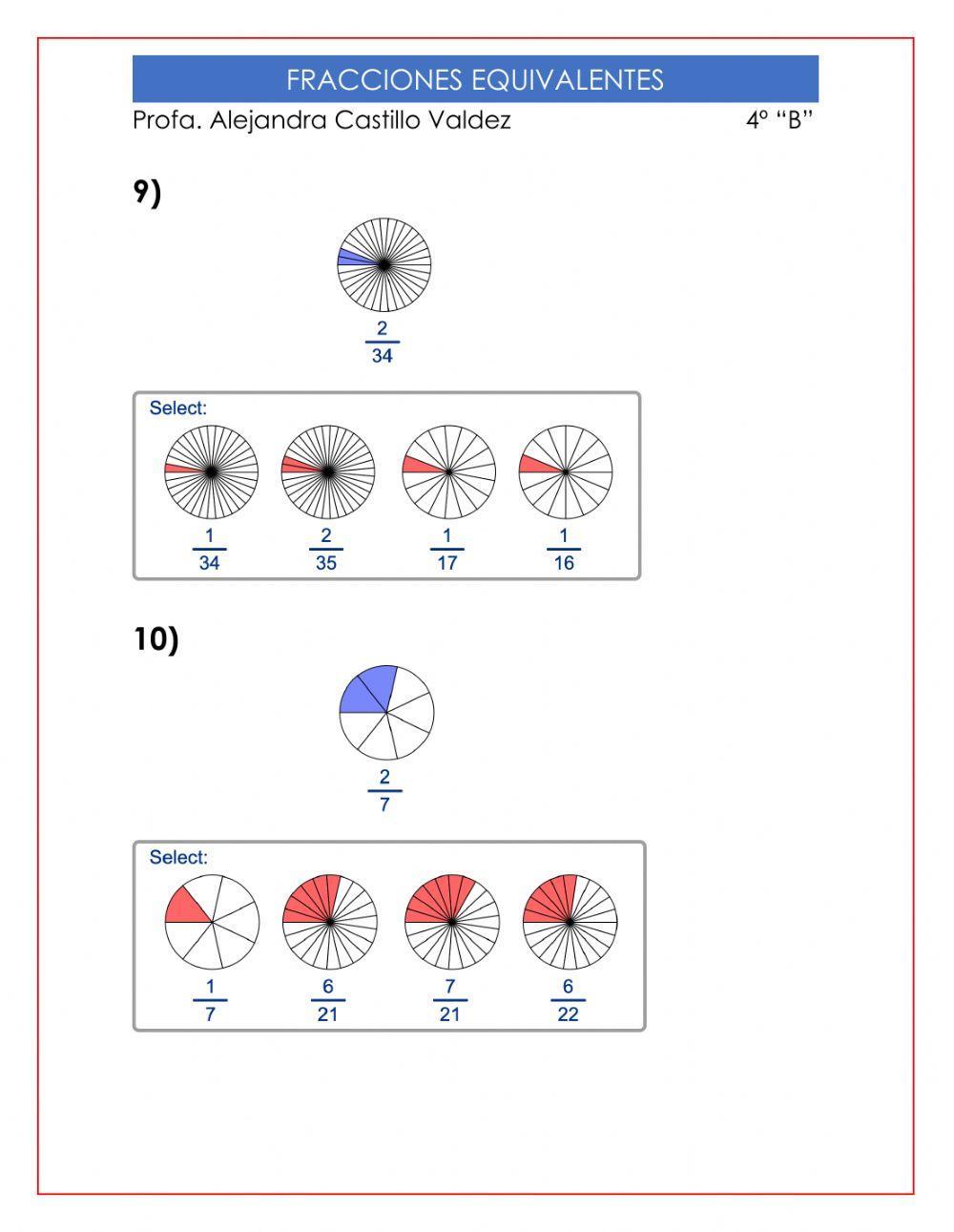 Fracciones equivalentes 1