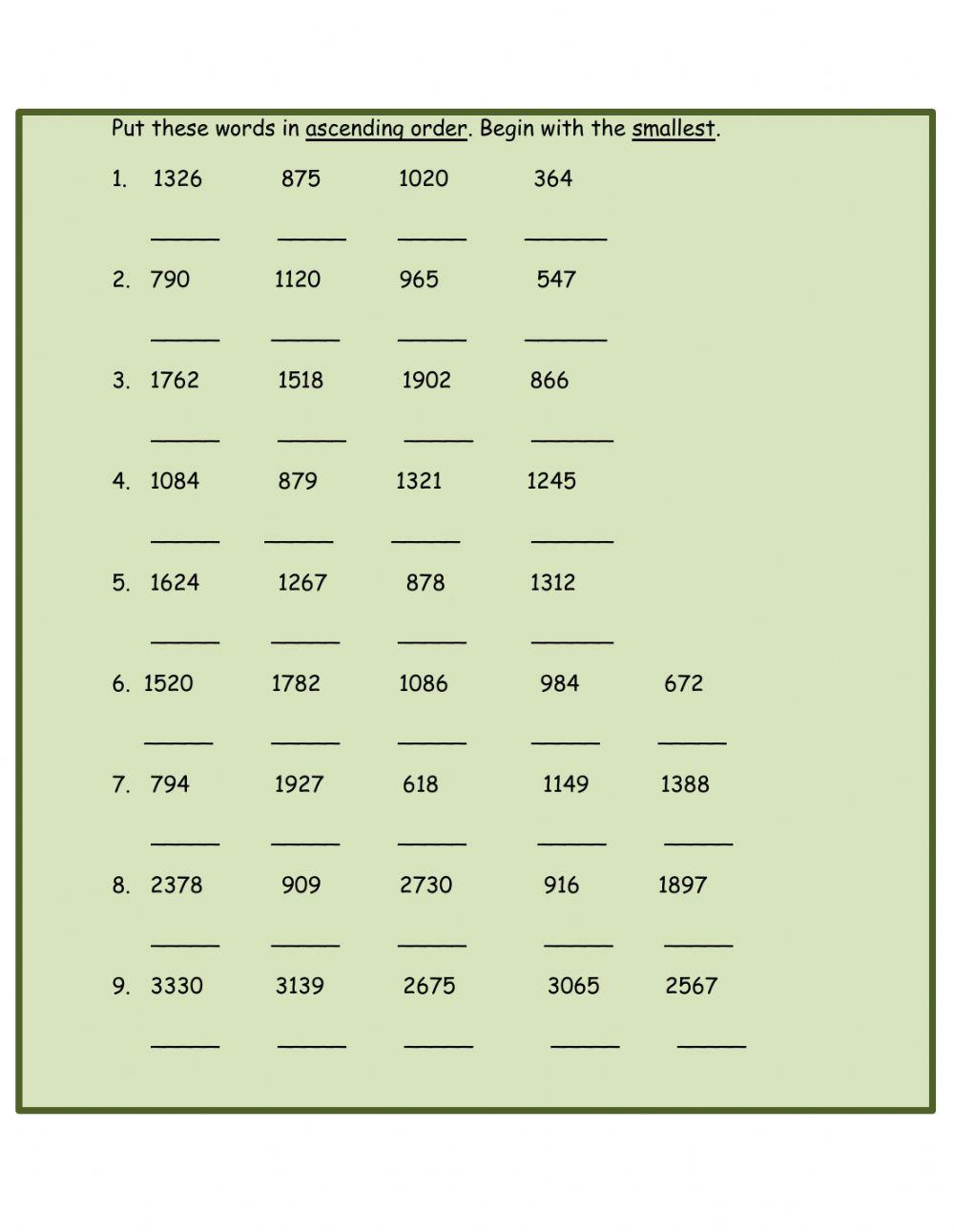 Ordering Numbers