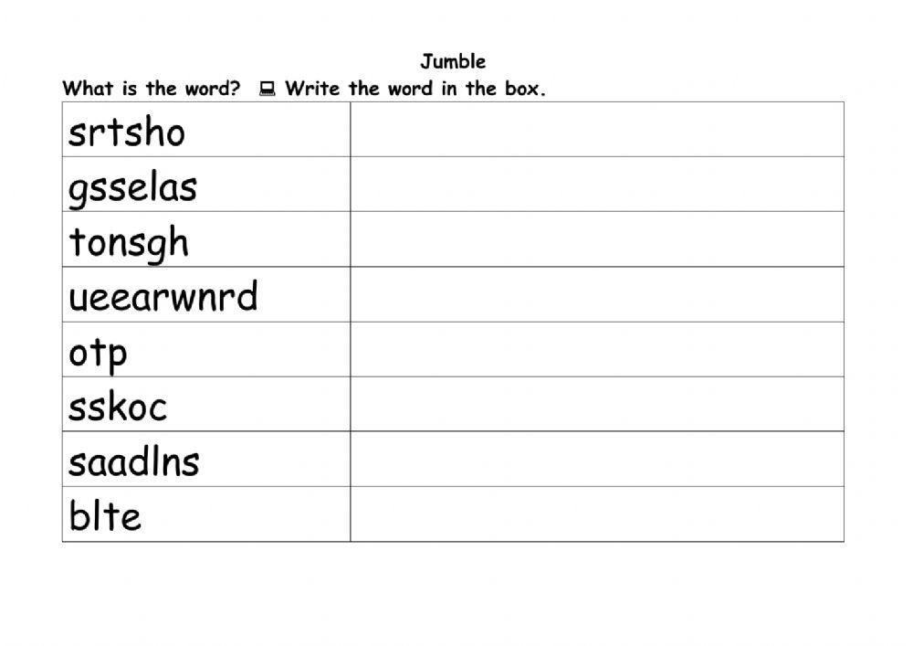 Word Jumble Clothes 2 worksheet | Live Worksheets