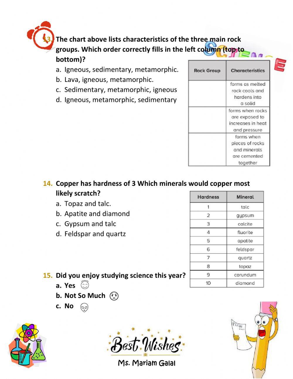 Science -  Grade 5 - Term 3 Practice exam-