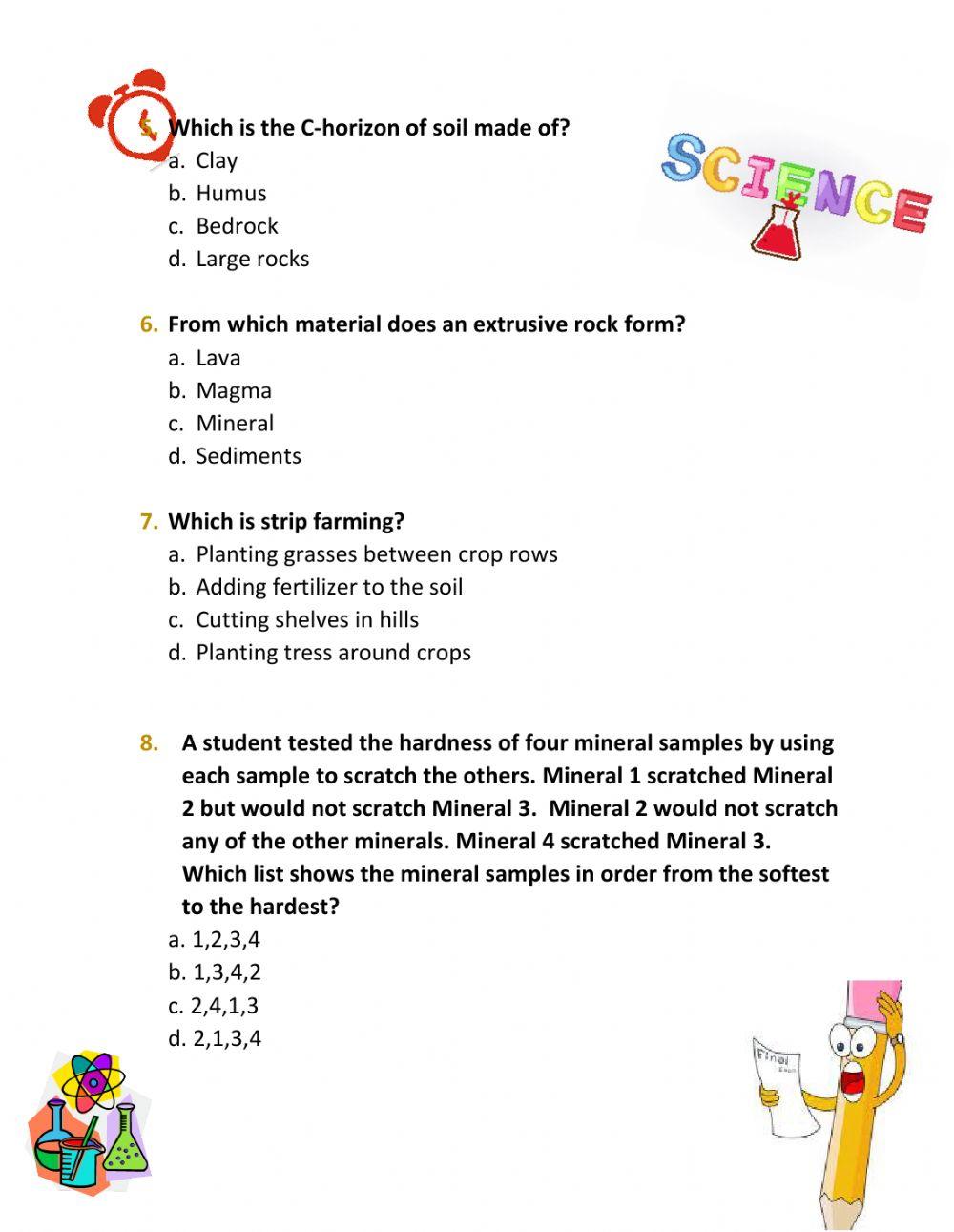 Science -  Grade 5 - Term 3 Practice exam 1