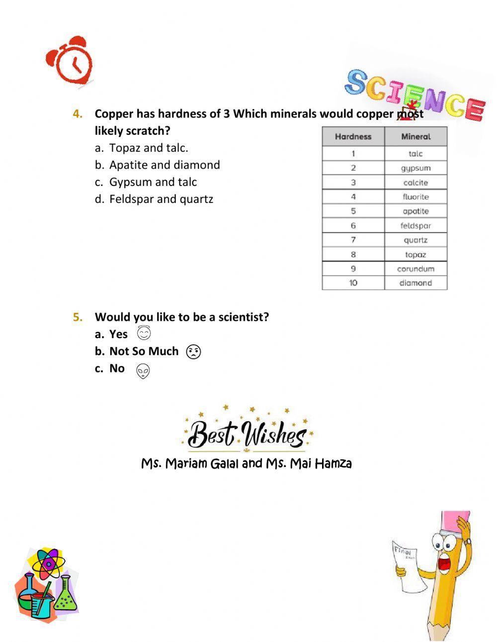 Science -  Grade 5 - Term 3 Practice exam 2