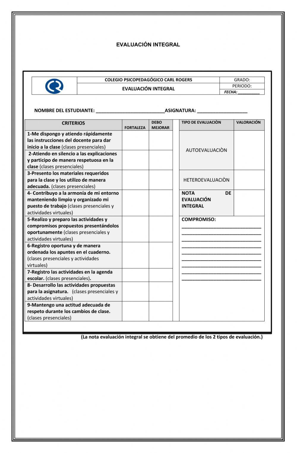 Evaluación bimensual sociales