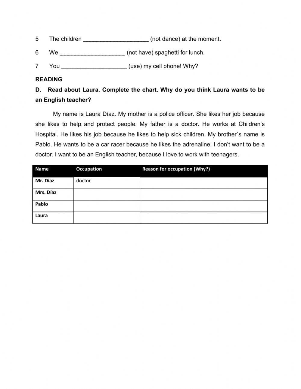 Quiz verb to be present continuous