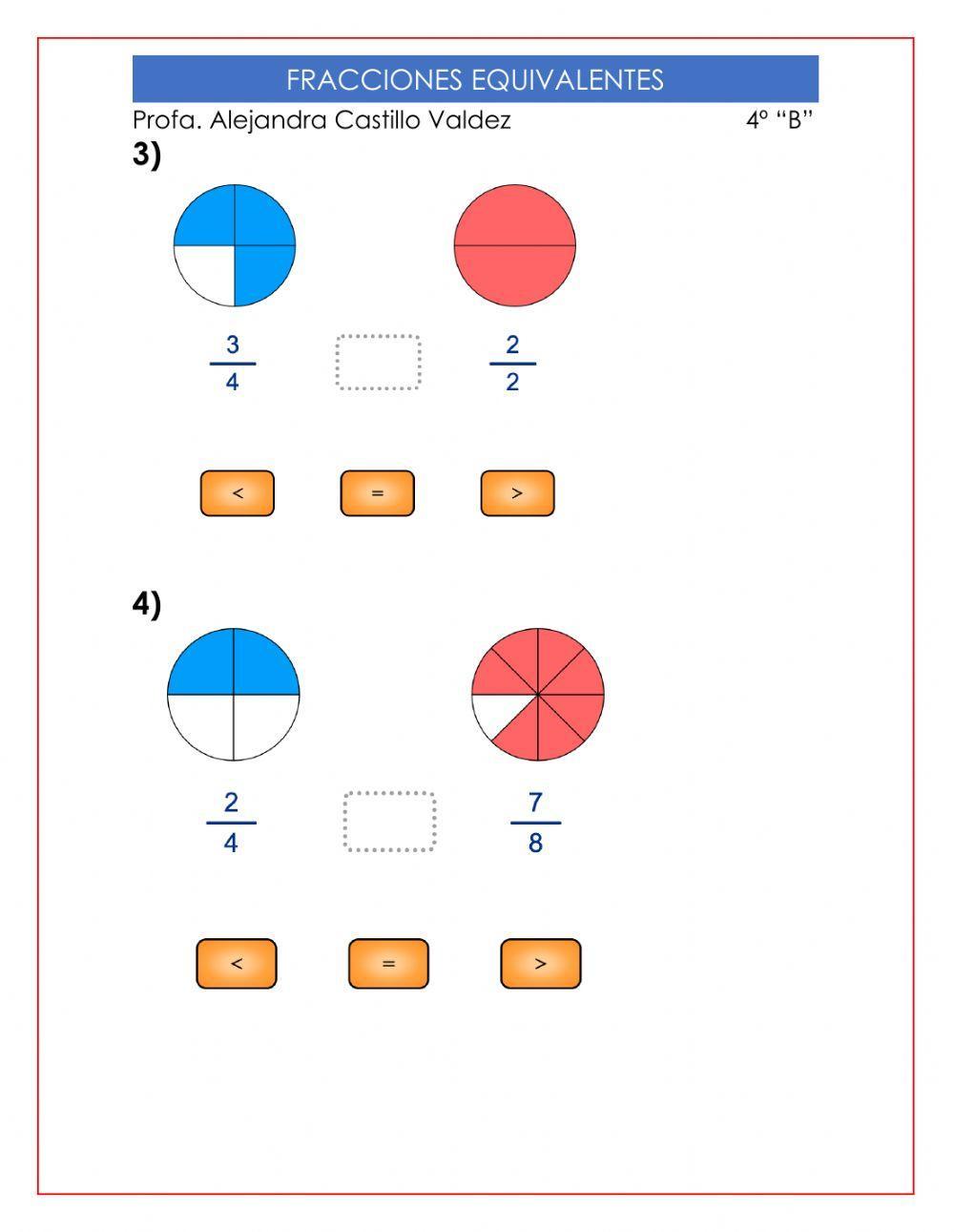 Fracciones equivalentes 2