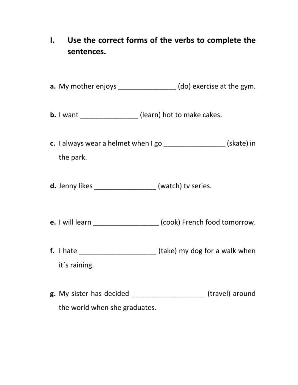 Gerunds and infinitives