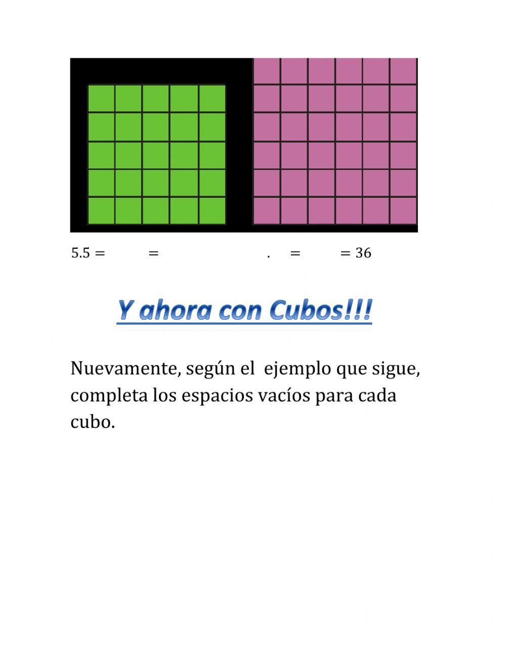 Potencias en cuadrados y cubos