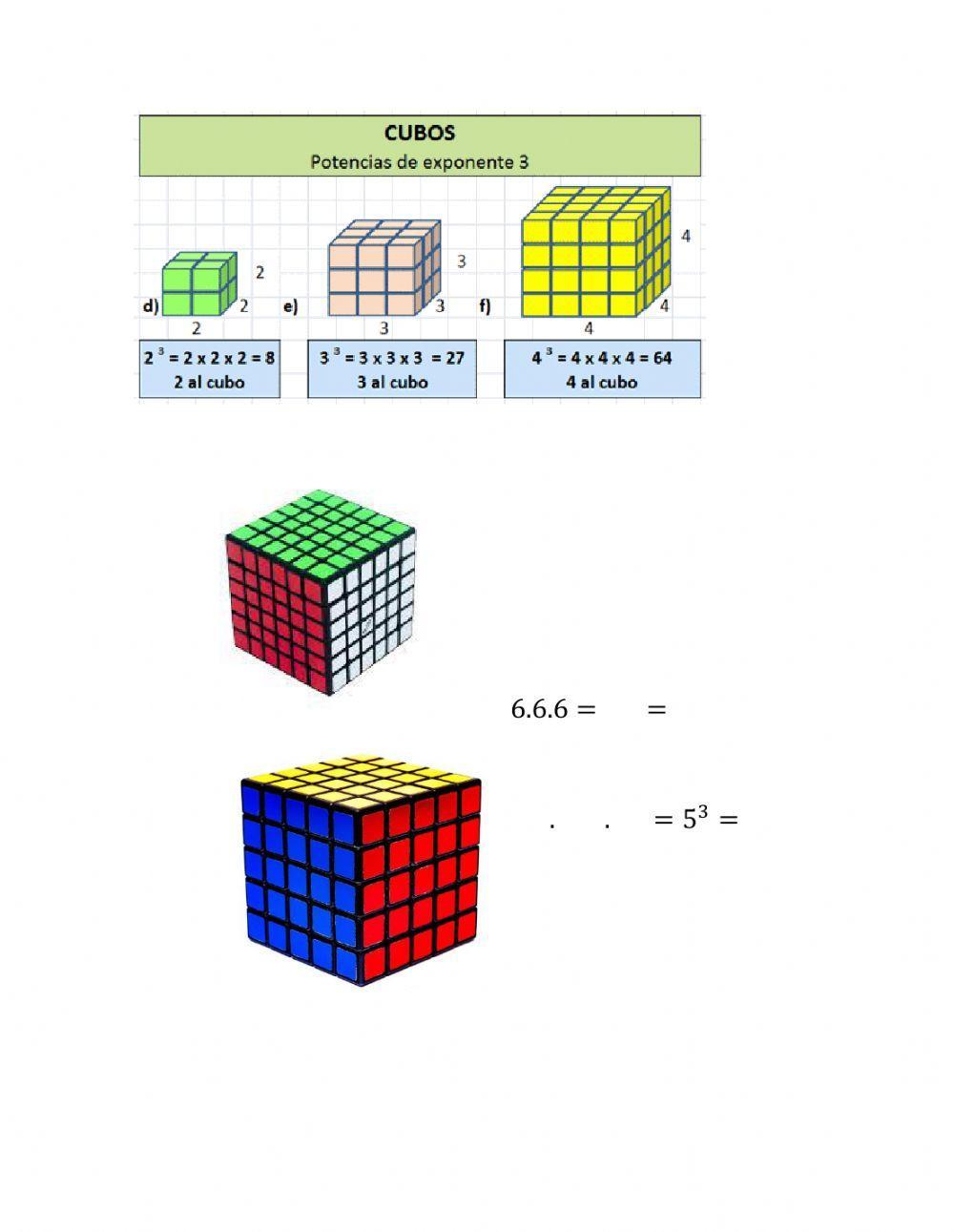 Potencias en cuadrados y cubos