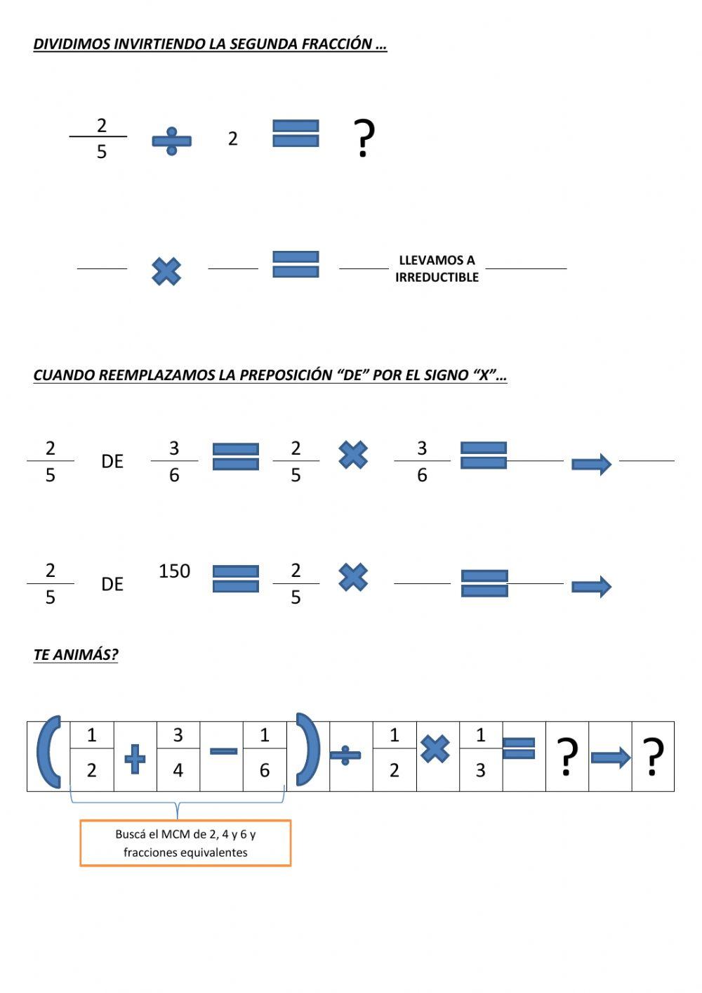 Operaciones con fracciones