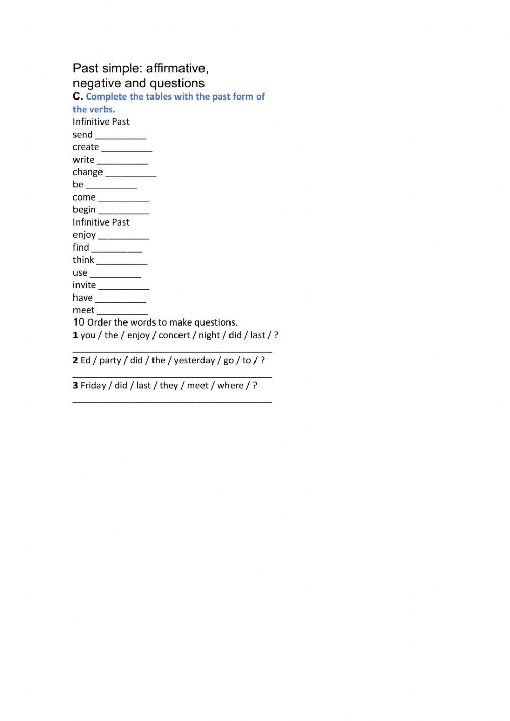 Past simple consolidation