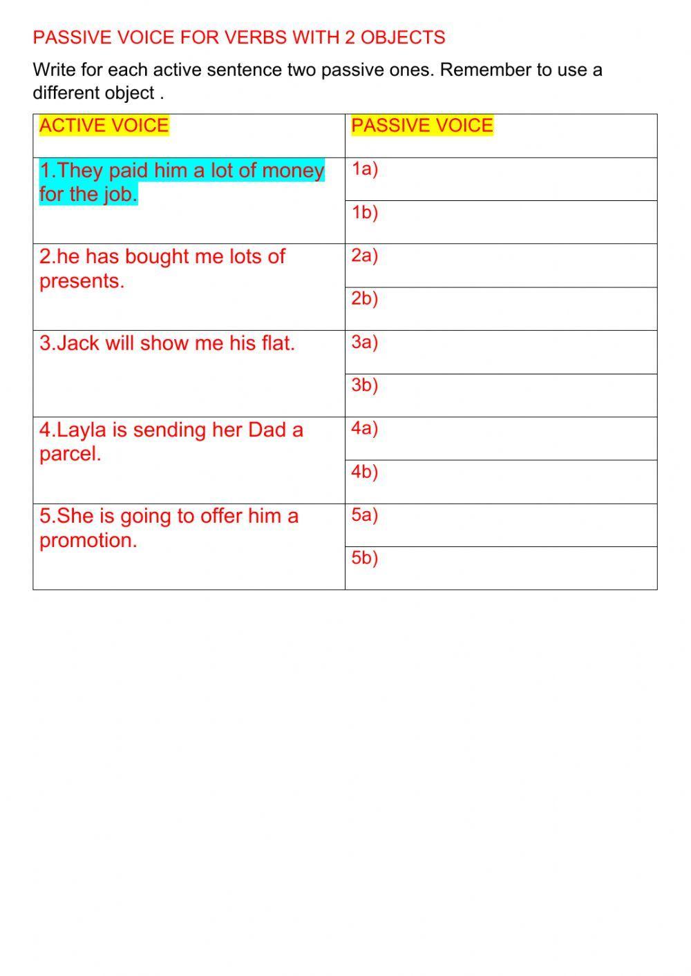 Passive Voice - two objects