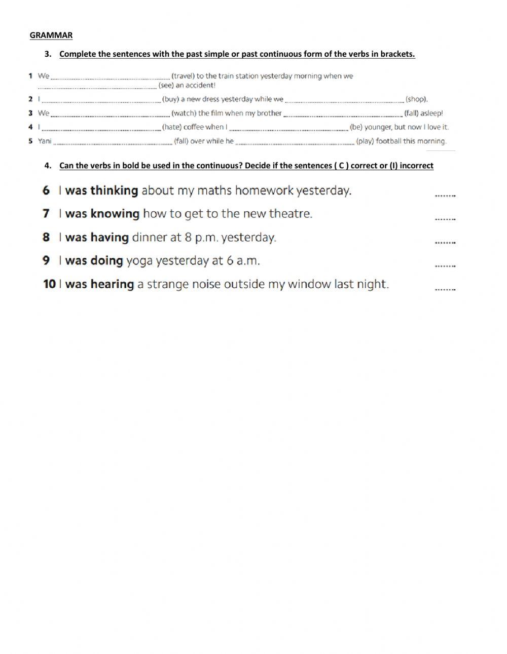 3rd year. special worksheet