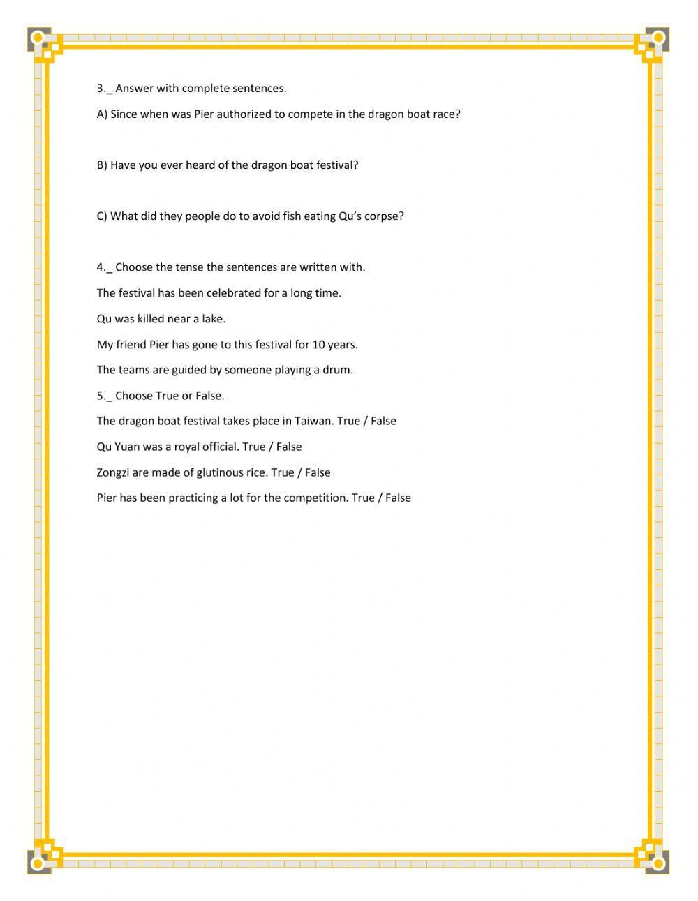 Reading Exercise: Dragon Boat Festival