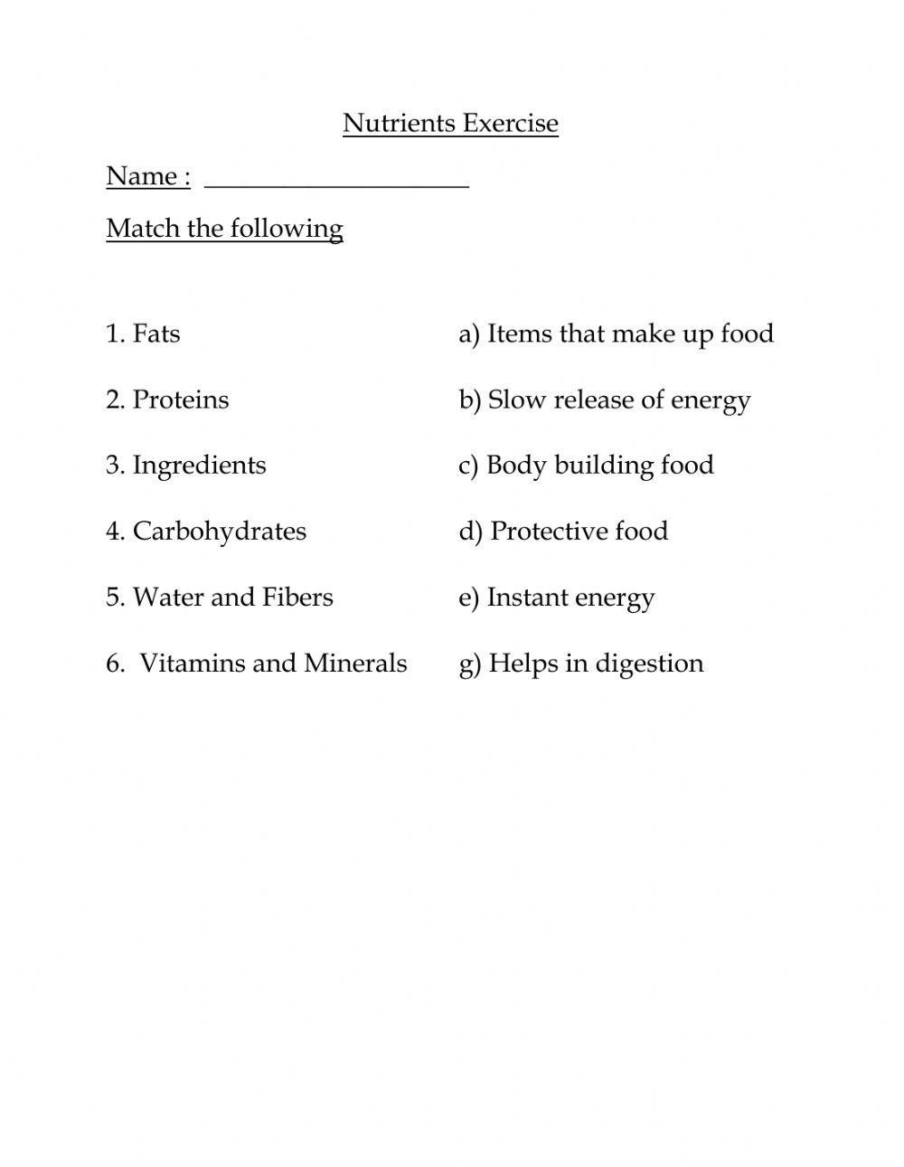 Nutrients in Food